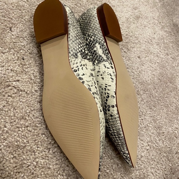 Aqua Abel Snake-Embossed Leather Pointed Toe Flats - Picture 4 of 4
